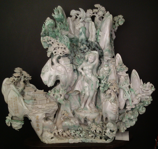 Huge jadeite carving. Montecito Auction Co. image.